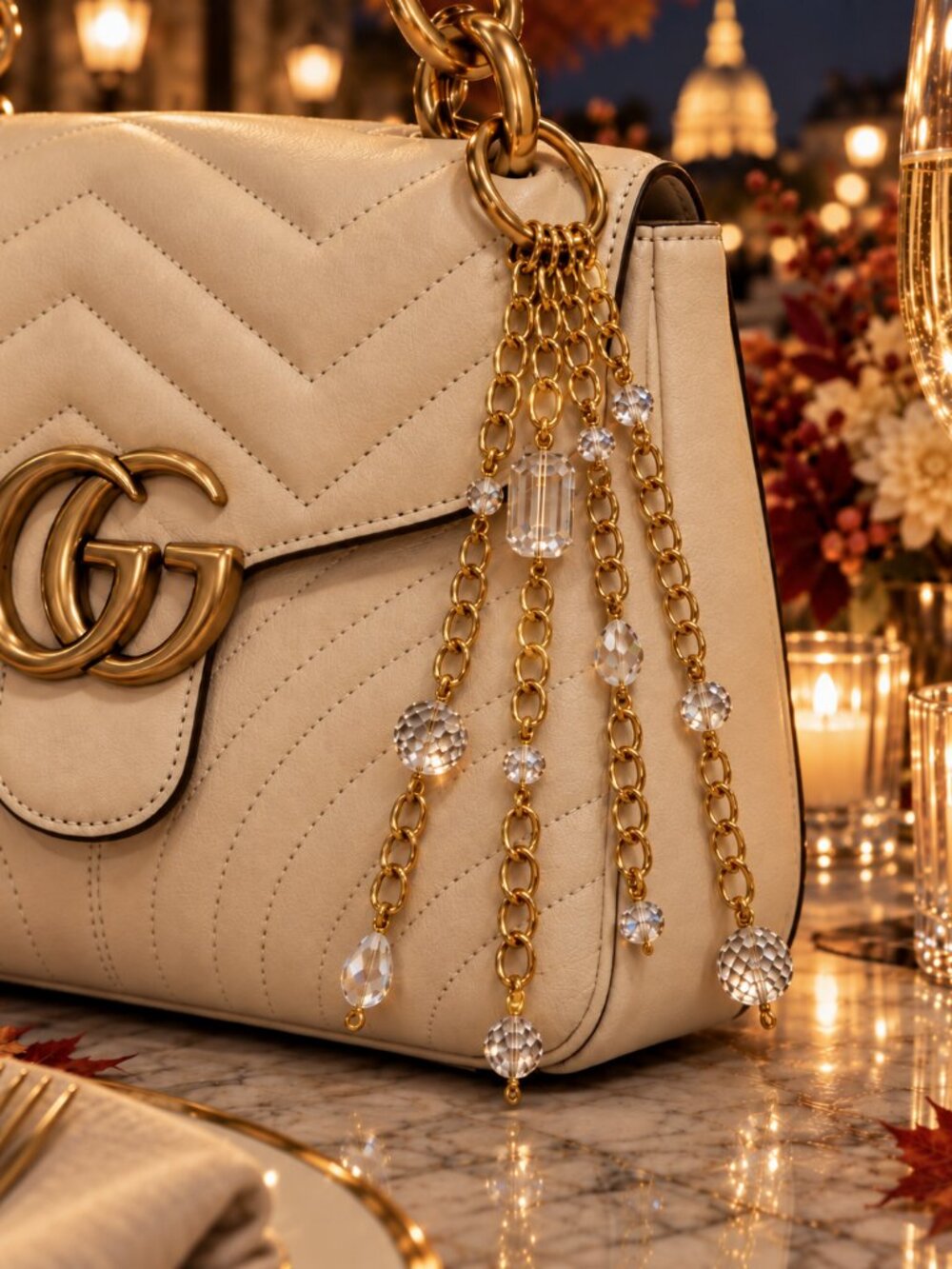 Gold Crystal Bag Charm